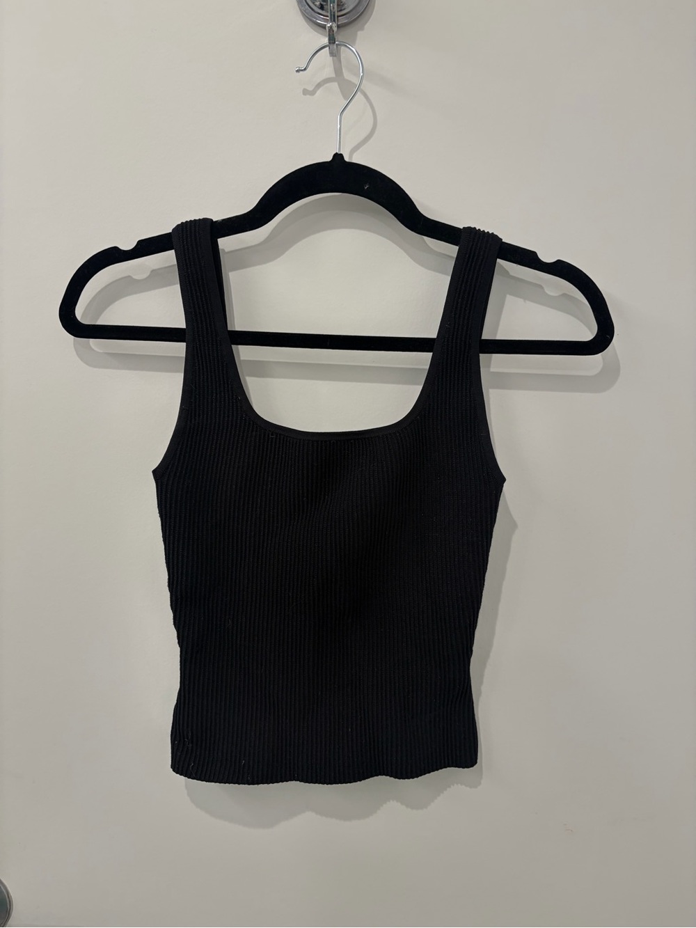Aritzia Black Ribbed Square-Neck Tank